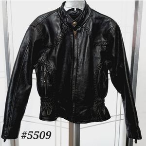 🤍Hot Leathers>>>ladies black leather motorcycle coat *XL